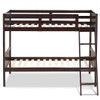 Twin Size Wooden Bunk Beds Convertible 2 Individual Beds-Brown