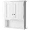 Wall Mount Bathroom Cabinet Storage Organizer with Doors and Shelves-White