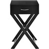 X-Shape 1 Drawer Nightstand End Side Table Storage in Black