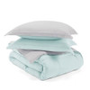 Full/Queen size 3-Piece Microfiber Reversible Comforter Set Aqua Blue and Grey