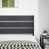 Queen size Industrial Platform Bed Frame with Wood Slatted Headboard in Black