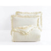 Full Size Ivory Microfiber 3-Piece Comforter Set with Ruffled Edge Trim