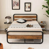 Queen Industrial Wood and Metal Tube Platform Bed with Headboard and Footboard