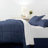 Twin Microfiber Baffle-Box 6-Piece Reversible Bed-in-a-Bag Comforter Set - Navy