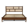 Queen Size Hardwood Platform Bed Frame with Cane Paneling Headboard in Walnut