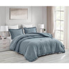 Full Size Blue Stone Washed Ruffled Edge Microfiber 3-Piece Comforter Set