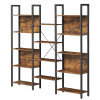 Industrial Farmhouse Rustic Brown Wood Black Metal 14-Shelf Bookcase