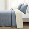 King Size 3-Piece Reversible Woven Cotton Quilt Set in Navy Cream