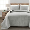 King Size 3-Piece Reversible Cotton Yarn Woven Coverlet Set in Grey Cream