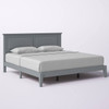 King Traditional Solid Oak Wooden Platform Bed Frame with Headboard in Grey