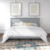 King Traditional Solid Oak Wooden Platform Bed Frame with Headboard in Grey