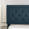 Full Size Adjustable Height Platform Bed Frame with Blue Upholstered Headboard