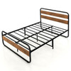 Full Industrial Wood and Metal Tube Platform Bed with Headboard and Footboard