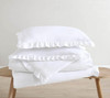 Queen Size White Ruffled Edge Microfiber Comforter Set