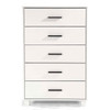 Modern Farmhouse Solid Wood 5 Drawer Bedroom Chest in White Wooden Finish