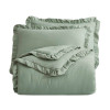 Oversized Queen Sage Microfiber 3-Piece Comforter Set with Ruffled Edge Trim