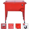 Red Portable Outdoor Patio Cooler Cart