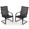 2 Pieces C-Spring Motion Patio Dining Chairs with Breathable Fabric-Black 2 Pieces C-Spring Motion Patio Dining Chairs with Breathable Fabric-Black