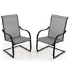 2 Pieces C-Spring Motion Patio Dining Chairs with Breathable Fabric-Black 2 Pieces C-Spring Motion Patio Dining Chairs with Breathable Fabric-Black