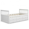Twin Captain's Bed with Trundle and 3 Storage Drawers-White