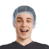 EZGOODZ Blue Nylon Hair Nets 28". Pack of 100 Disposable Head Caps with Elastic Edge Mesh. Stretcha