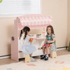 Double-Sided Kids Play Kitchen Set with Canopy and 2 Seats