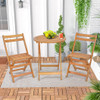 3 Pieces Folding Patio Bistro Set with Slatted Tabletop