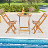 3 Pieces Folding Patio Bistro Set with Slatted Tabletop