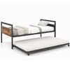 Twin Metal Daybed with Trundle Lockable Wheels-Twin Size