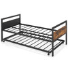 Twin Metal Daybed with Trundle Lockable Wheels-Twin Size