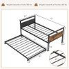 Twin Metal Daybed with Trundle Lockable Wheels-Twin Size