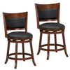 Swivel Bar Stools Set of 2 with 20 Inch Wider Cushioned Seat-Brown