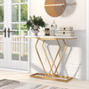 Gold Console Table with Diamond Shape Geometric Frame-White