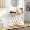 Gold Console Table with Diamond Shape Geometric Frame-White