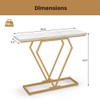 Gold Console Table with Diamond Shape Geometric Frame-White