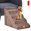 22 Inches and 11 Inches Foam Pet Stairs Set with 5-Tier and 3-Tier Dog Ramps-Brown