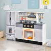 Wooden Chef Play Kitchen and Refrigerator with Realistic Range Hood and Roaster
