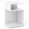 S-Shaped Side Table with Unique S-shaped Frame and 2 Open Compartments-White