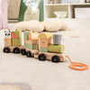 3-Section Toy Wooden Train Set with Stackable Building Blocks