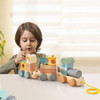 Wooden Toy Train Set with Stacking Wooden Blocks and Cute Animal Patterns