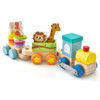 Wooden Stackable Educational Train Set with Colorful Animal Toys and Retractable Locomotive