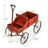 Wooden Wagon Plant Bed with Metal Wheels for Garden Yard Patio-Blue