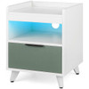 Modern Nightstand with LED Lights Sliding Drawer and Open Compartment-White