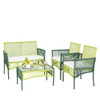 4 Piece Patio Round Wicker Conversation Set