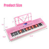 61-Key Electric Piano Keyboard for Beginner-Pink