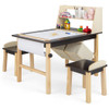 Kids Art Table and Chairs Set with Paper Roll and Storage Bins-Coffee