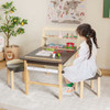 Kids Art Table and Chairs Set with Paper Roll and Storage Bins-Coffee