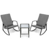 3 Pieces Patio Rattan Rocking Furniture Set-Brown