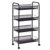 Black/Gray 4 Tier Storage Rack Trolley Cart-Black