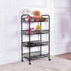 Black/Gray 4 Tier Storage Rack Trolley Cart-Black